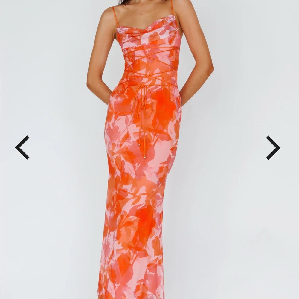 Angel Biba Vibrant Pink and Orange Maxi Dress
